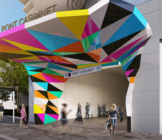 La future oeuvre d'art d'Unic, à l'entrée de la ligne 14 du métro